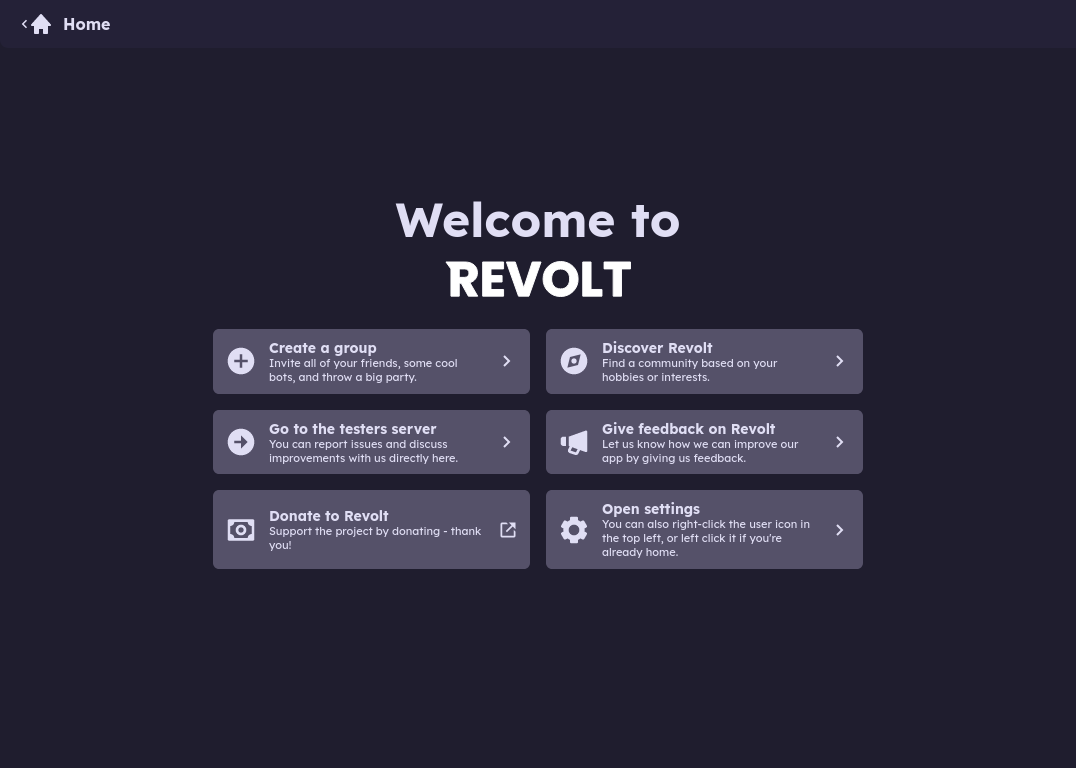 Revolt Homepage